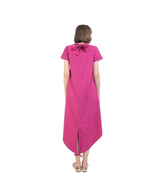 Larisa Dragna Purple Orchid Asymmetric Dress With Pleats