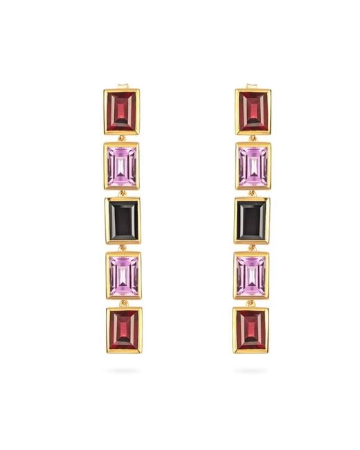 Augustine Jewels White Rhodolite Amethyst Spinel Long Drop Earrings