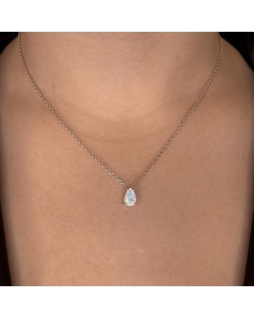 SALLY SKOUFIS Metallic Pure Droplet Necklace Petite Natural Moonstone