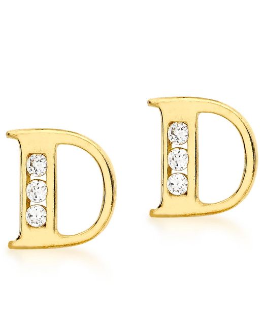 Posh Totty Designs Metallic Gold Initial Earrings With Cubic Zirconia