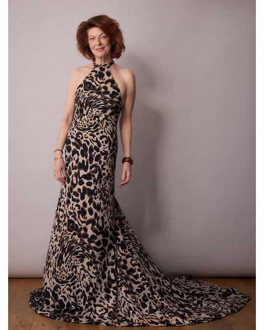 Amanda Thompson Couture Brown Marianne Bias Cut Dress Animal