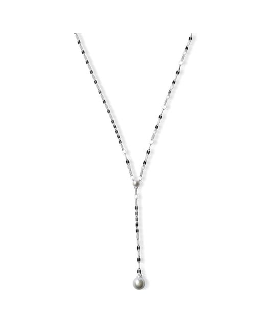 FV Jewellery Metallic Perle Fresh Water Pearl & Lariat Necklace