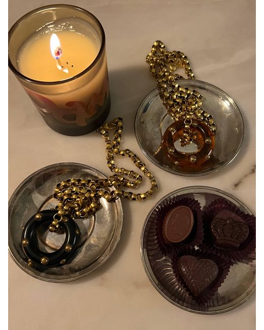 Sccollection Metallic Riley Studded Disk Necklace