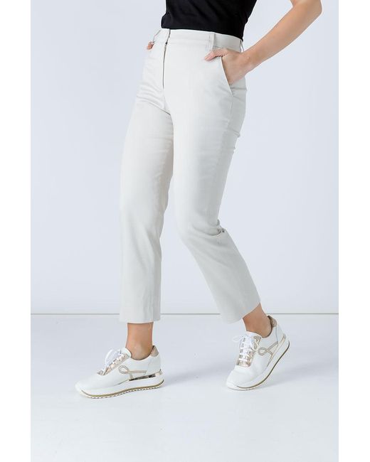 Conquista Gray Neutrals Sand Colour Fitted Stretch Pants