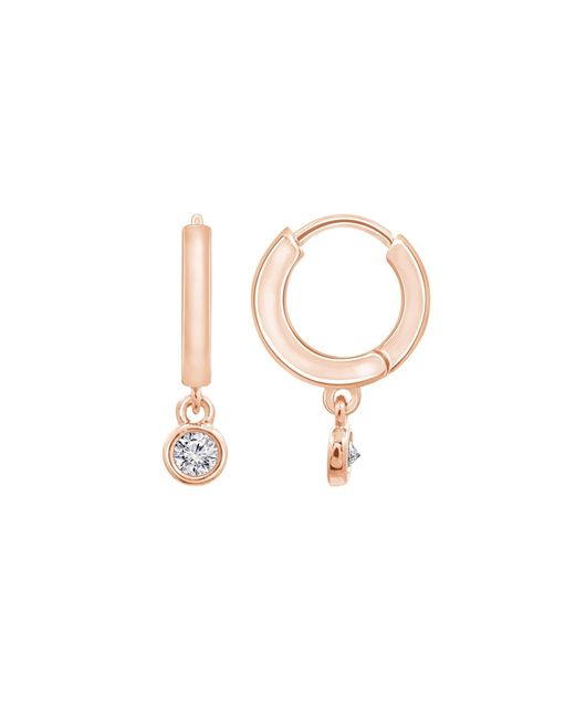 Diamonbliss White Bezel Set Dangle Hoop Earrings, Rose