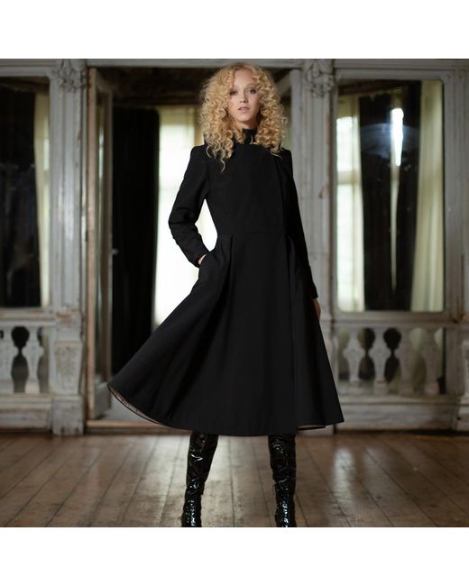 RainSisters Black Double Breasted Coat With Belt