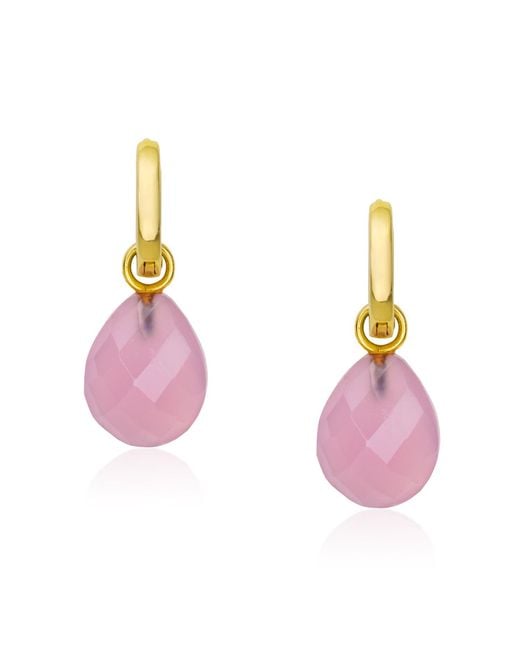 Preeti Sandhu Pink Rose Quartz Hoops