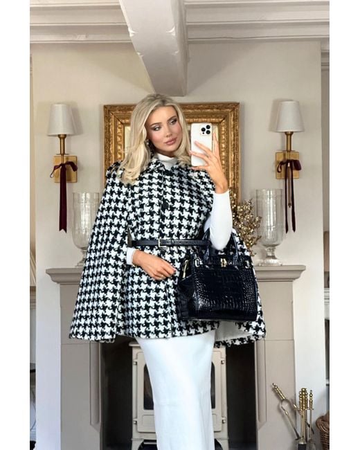 Hortons England White Tetbury Cape Houndstooth