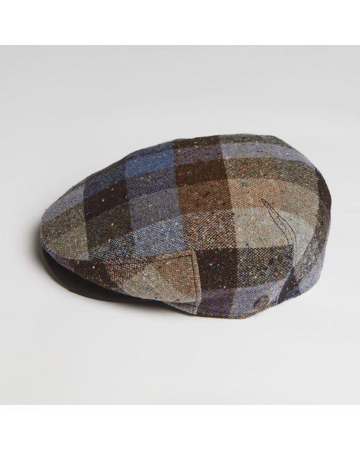 Dasmarca Hats Brown Tailor Checks Ukranian Tweed Wool Cap For for men