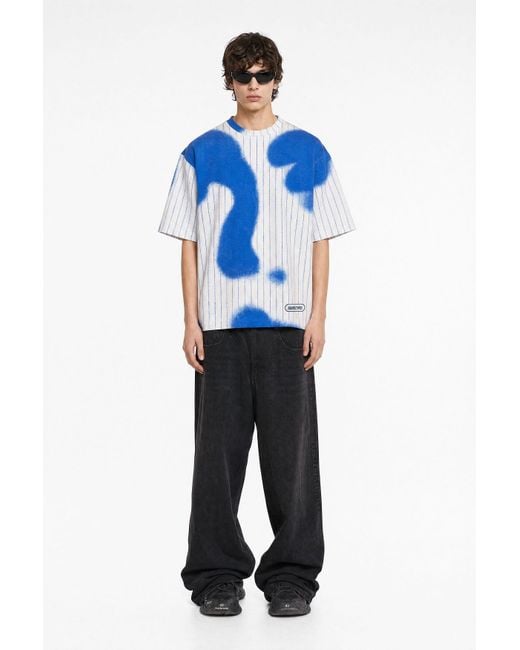 mysimplicated Blue Spray Stripes Oversized T-Shirt for men