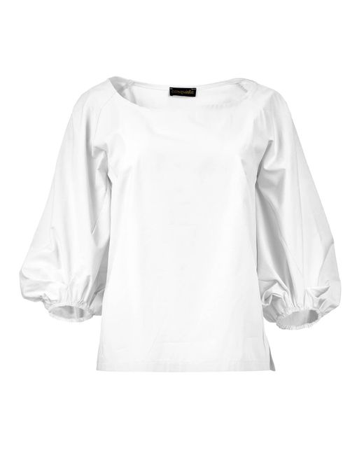 Conquista White Classic Poplin Blouse With A Lustrous Twist