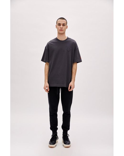 Pcfg Blue Oversized Tee With Emboss Detail for men