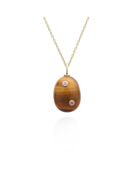 Hye Jane Jewelry Metallic Small Pietra Tigers Eye Necklace