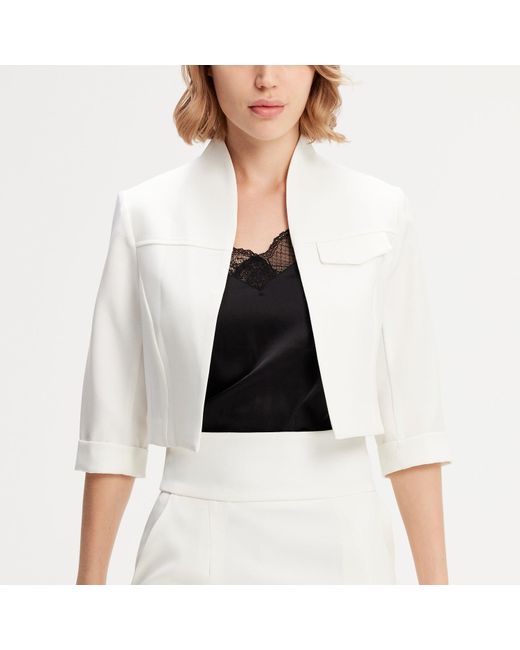 Smart and Joy White Minimalist Crop Jacket