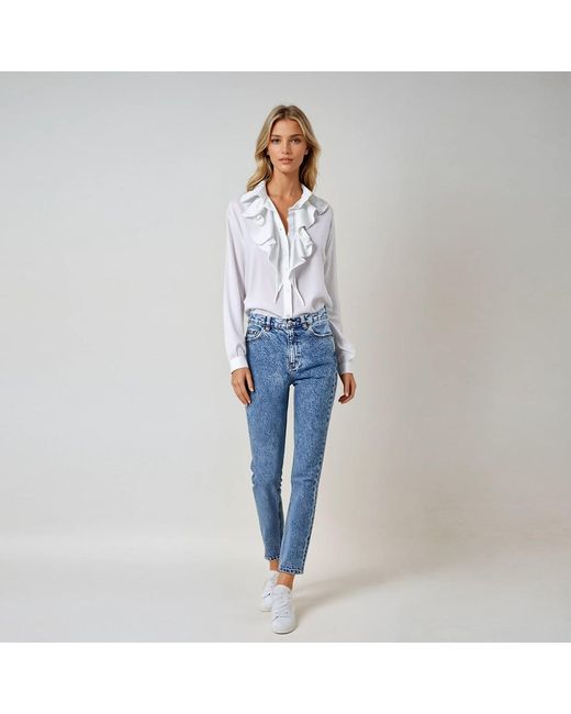 Smart and Joy Green Ruffle Collar Shirt