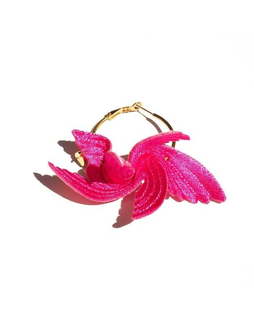 Nana Watanabe Pink Joy Little Bird Embroidery Earrings