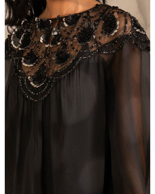 Rose & Nancy Black Bea Sequin Blouse