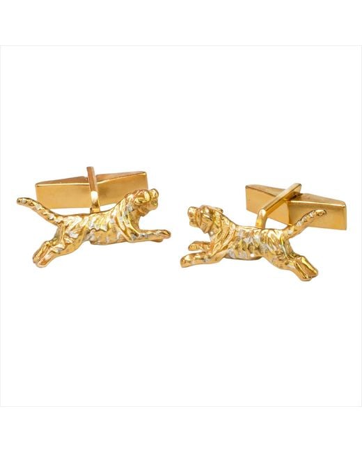 Simon Kemp Jewellers Metallic Tiger Cufflinks Eighteen Carat On Solid Sterling for men