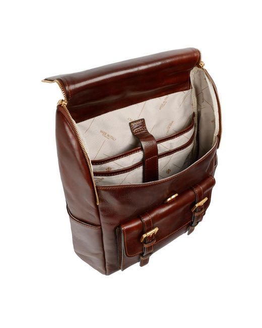 Time Resistance Brown Large Leather Backpack for men