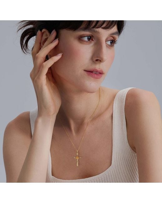 Vanimy Metallic Floral Cross July Water Lily Birth Flower Necklace