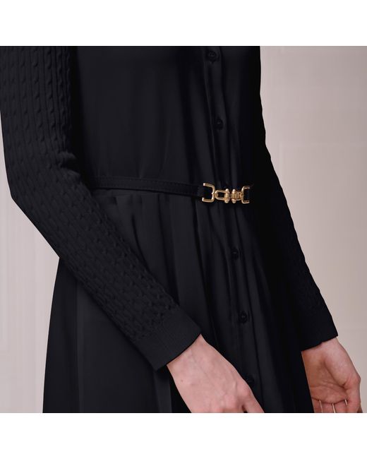 Roch Perel Black Cable Knit And Satin Dress