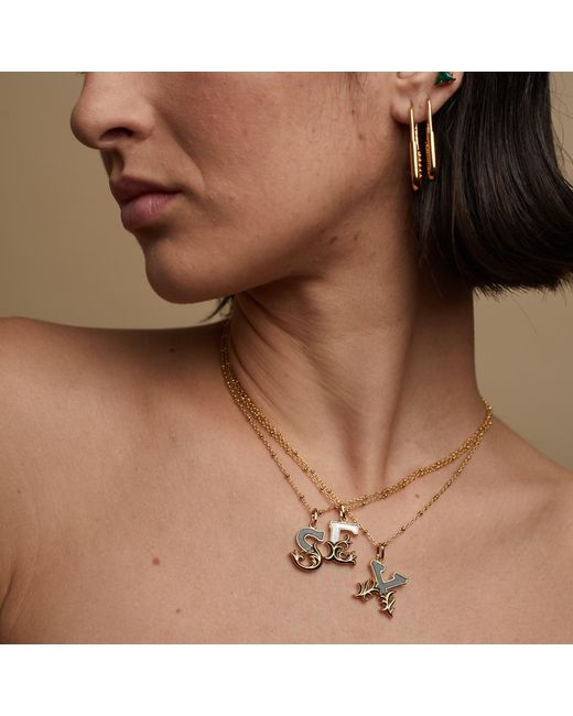 Kasun Metallic Plated Y Initial Necklace With Mother Of Pearl
