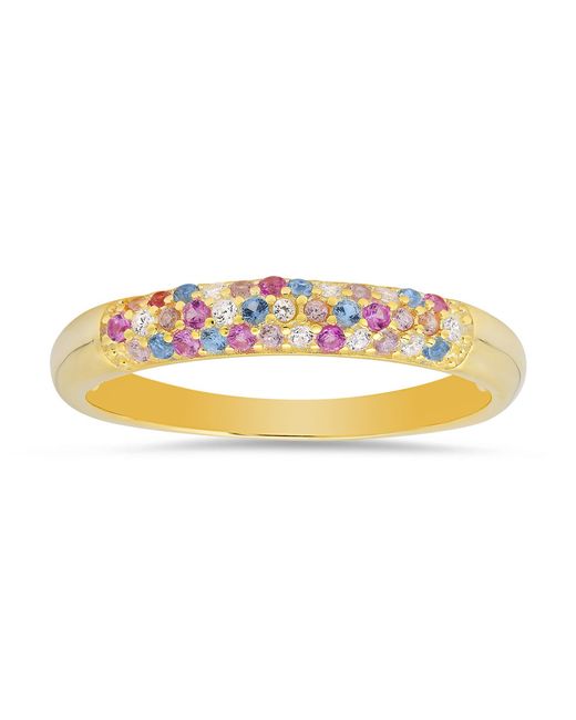 Kylie Harper Metallic Petite Pastel Multi-Color Pave Cz Band Ring