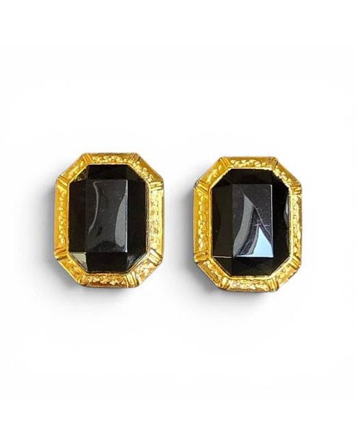 Vstyle Metallic Vintage Faceted Cabochon Clip-On Earrings