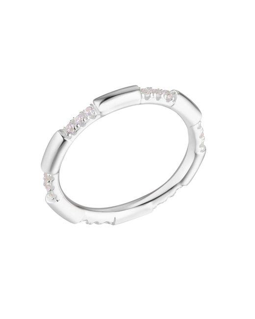 Bermuda Watch Company Metallic Annie Apple Layana Sterling Silver White Topaz Fine Band Stacking Ring