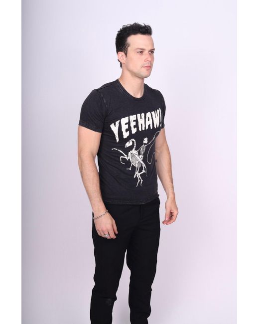 Any Old Iron Black Acid Wash Yeehaw T-Shirt for men