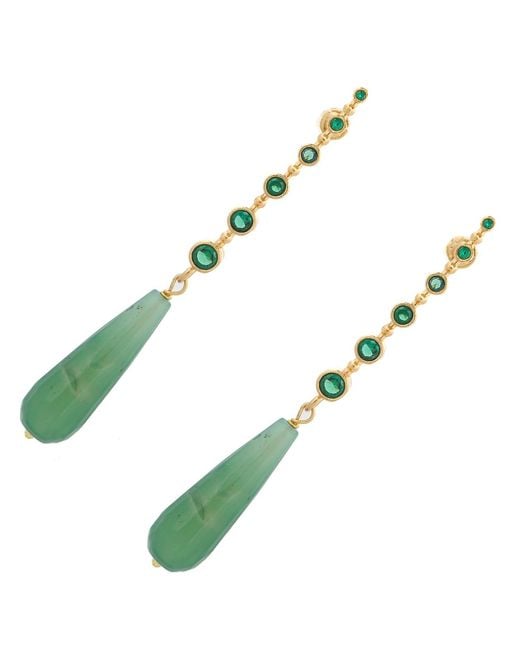 Ebru Jewelry Green Mystic Energy Jade Teardrop Earrings