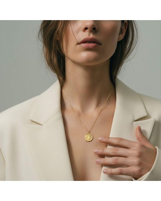 Silver & Elegant Co. Metallic Reversible Hellenic Coin Pendant Necklace, 22K-Plated Bronze
