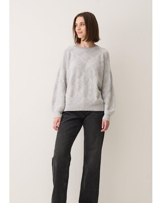 Loop Cashmere Gray Diamond Stitch Sweater
