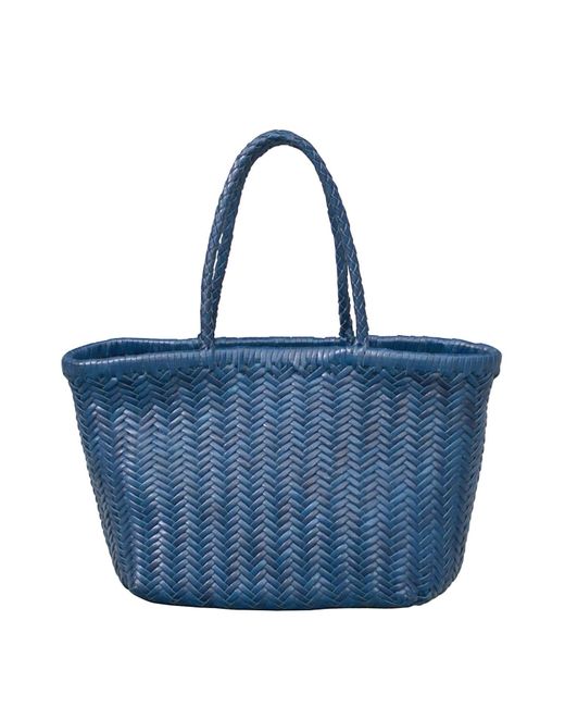 Rimini Blue Leather Beach Bag