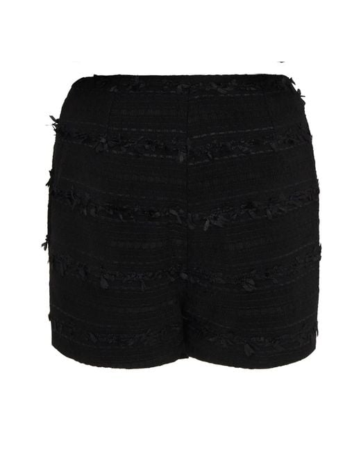 Sour Figs Black Faux Pearl-Embellished Asymmetric Wrap Skort