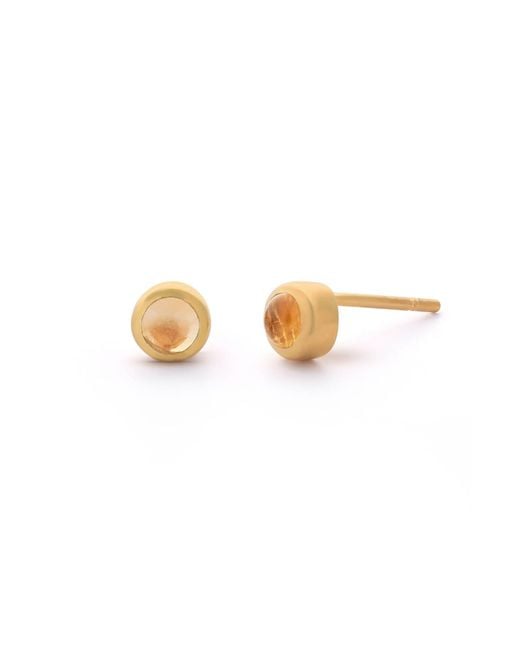 Nellou Jewellery Metallic Citrine Mini Gem Dot November Birthstone Earrings Plated Sterling