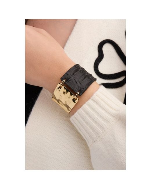 Saachi Black Wild Ways Metal Leather Hook Bracelet