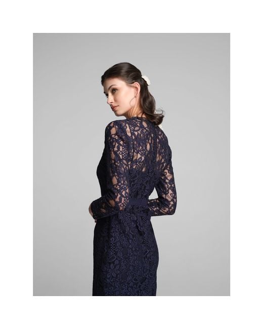 Rumour London Blue Chiara Long Sleeve Lace Dress