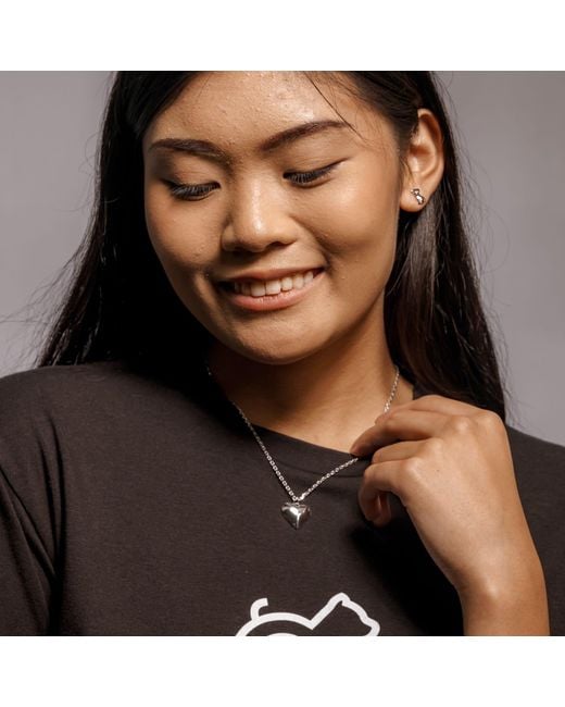 Cloud Haven Metallic Devoted Puff Heart Necklace