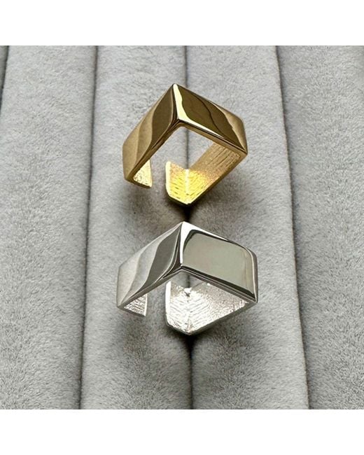 Edge Only Metallic Square Ear Cuff 18Ct Vermeil