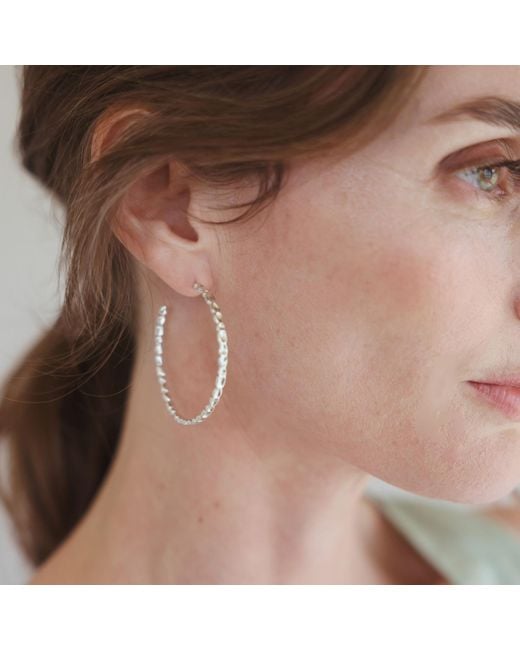 Linda Fiore Metallic Adeline Hoop Earrings Sterling