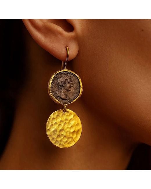 Silver & Elegant Co. Metallic Vintage Roman Coin Thick Plated Bronze Earrings