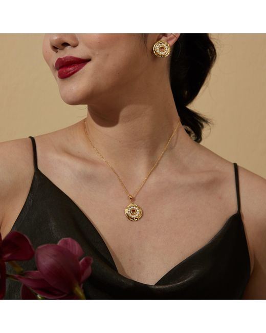 Aurozia Metallic Pearls Of Fortune Coin Plated Pearl Pendant Necklace