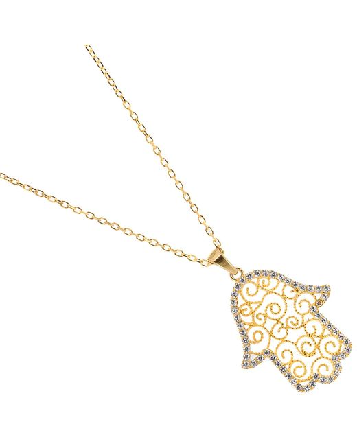 Ebru Jewelry Metallic Soul Journey Hamsa & Diamond Necklace