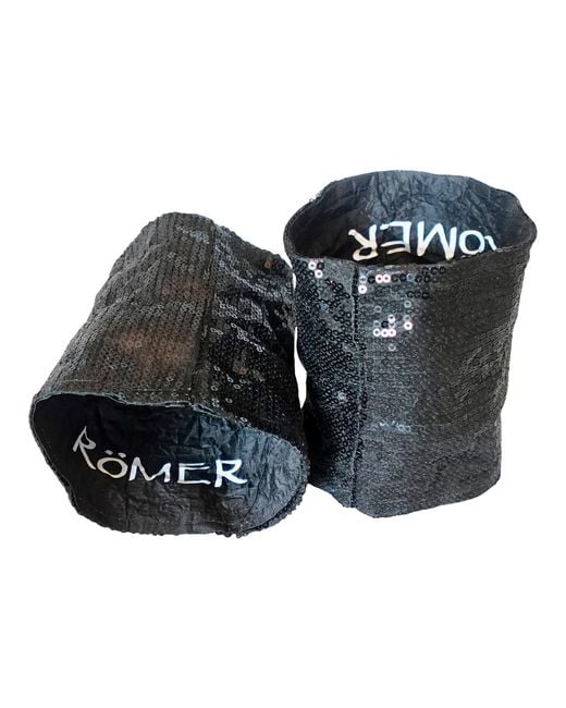 Romer Millinery Black Morphy Moldable Sequin & Silk Cuffs Set Of Two