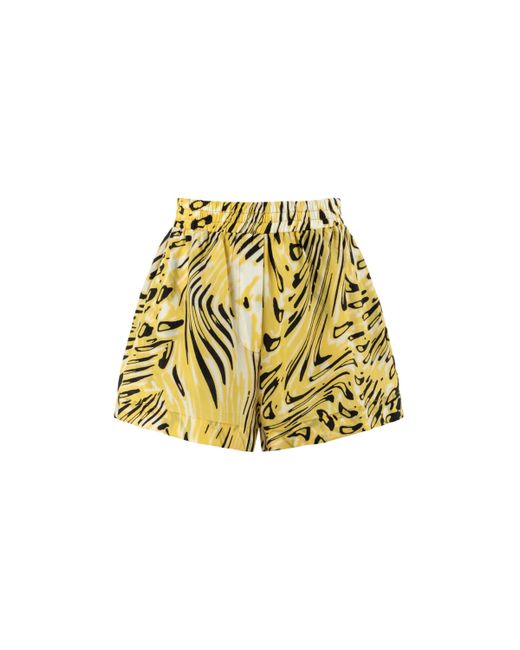 Nocturne Yellow High Waist Printed Shorts
