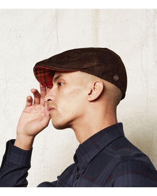 Dasmarca Hats Brown Dylan Italian Cord Flat Cap for men