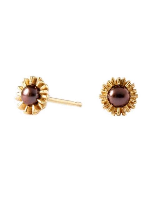 Lee Renee Metallic Dahlia Bud Peacock Pearl Earrings