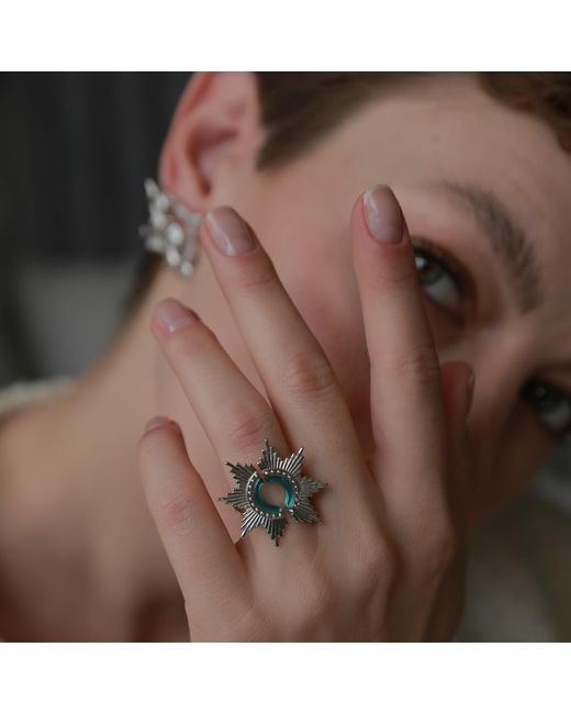 Retro Chic Blue Dandelion Ring