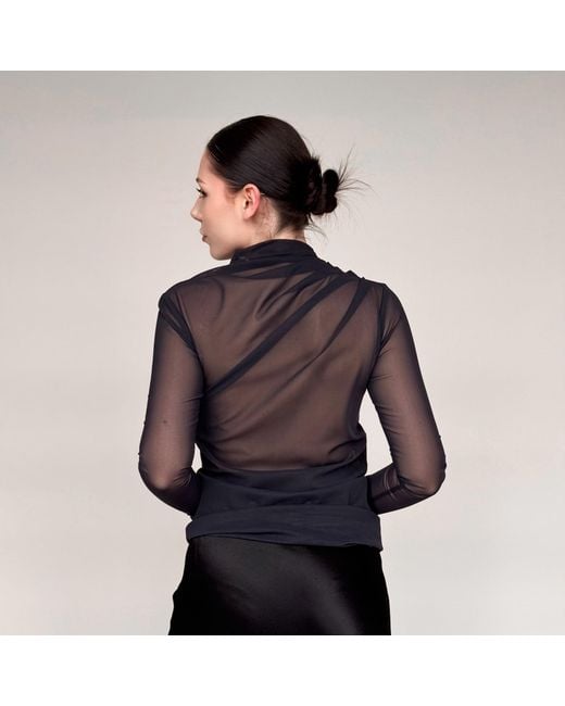 concept A trois Black Tulle Blouse